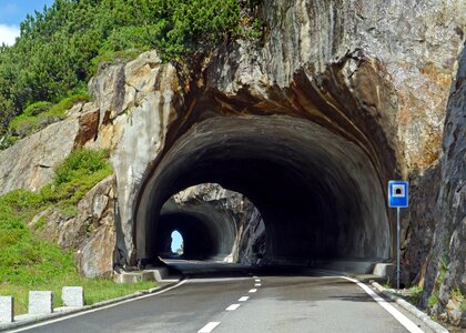 Tunnel route mountains alpine