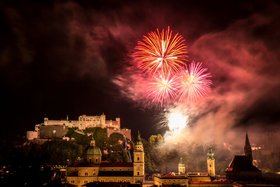 Fortress of salzburg castle new year's eve