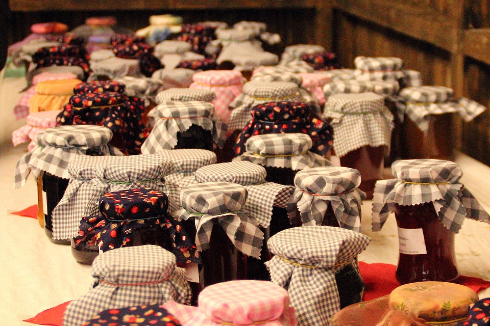 Glasses jam jars sweet