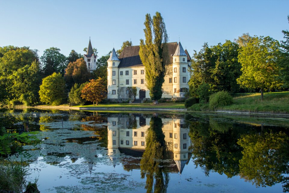 Castle pond mirroring waters