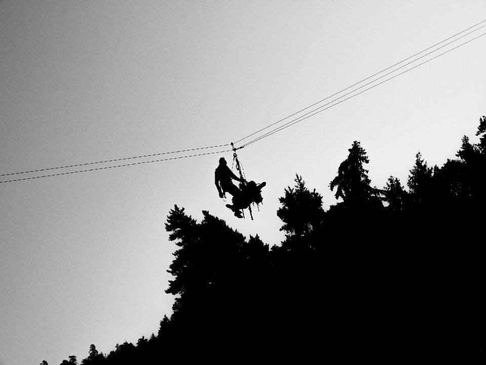 Black nature rappelling
