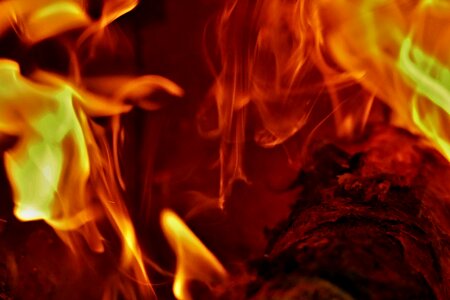The flames the stove smoke