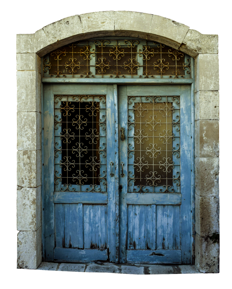 Blue window glass