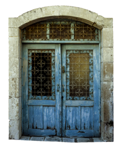 Blue window glass