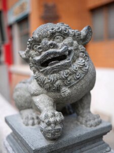 Hong kong s a r stone statues guardian dogs photo