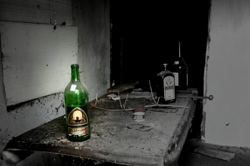 Abandoned old red wine