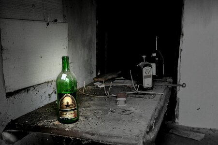 Abandoned old red wine