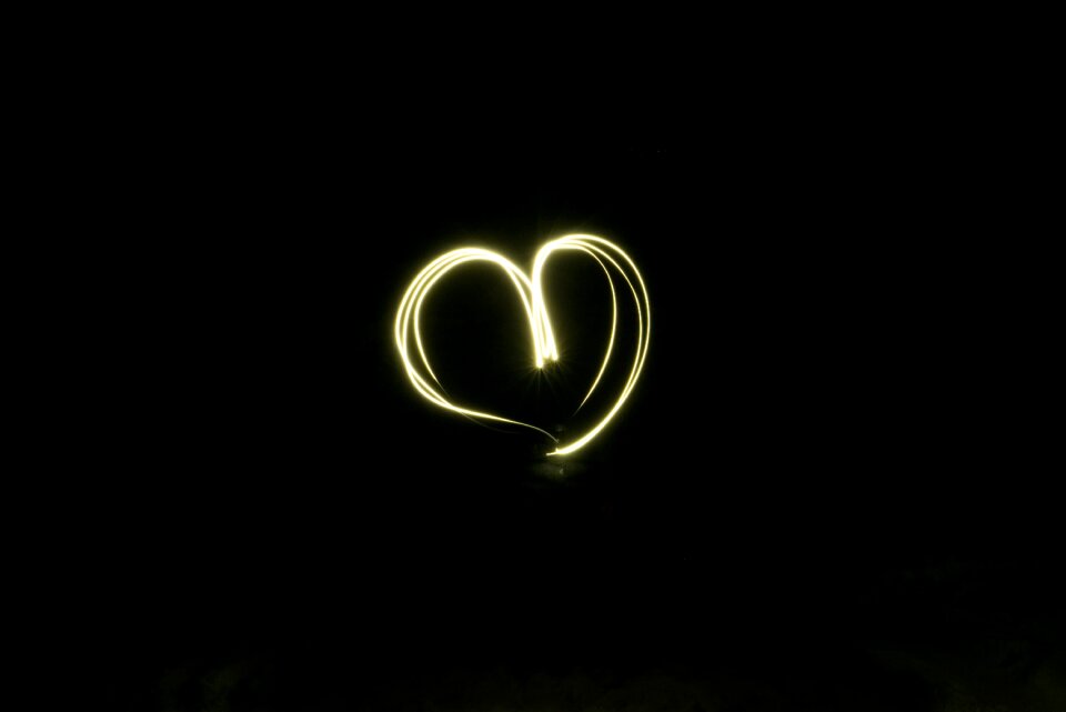 Heart night light painting