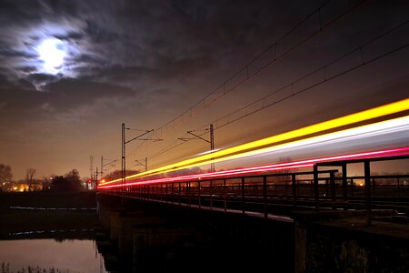 Railway line night speed photo