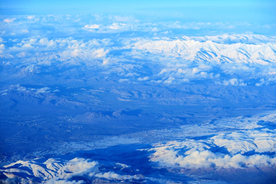 Bird's eye clouds mountains