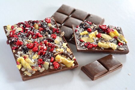 Chocolate with nuts and raisins handmade hand-made chocolate