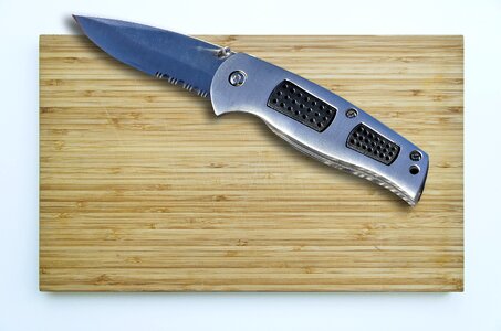 Board cutting board pocket knife photo