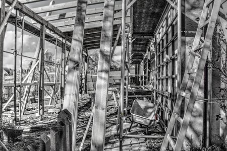 Construction work scaffolding architecture