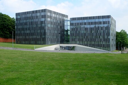 Cubic shape high school building facade