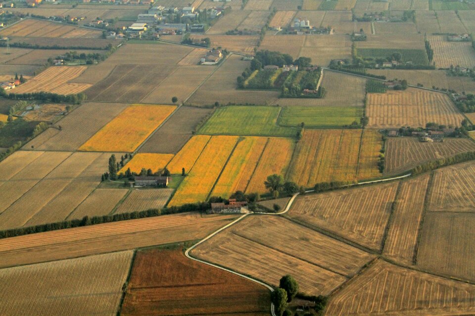 Fields italy aerial view