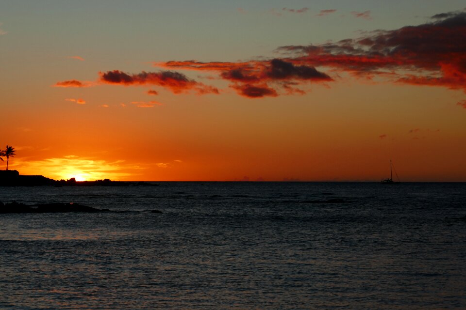 Orange sunlight sea