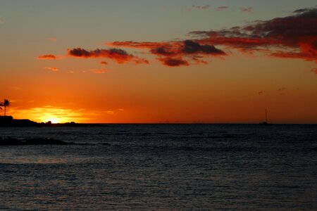 Orange sunlight sea photo