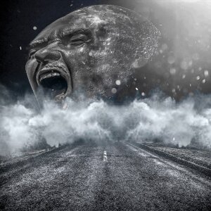 Face gray moon