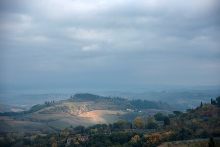 Landscape fog tuscany photo