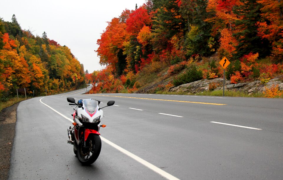 Honda cbr500r riding fall foliage