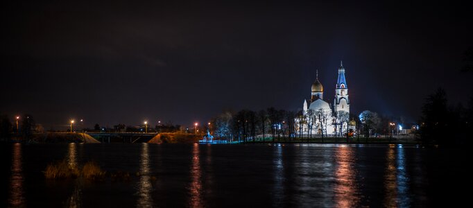 Night lights reflection