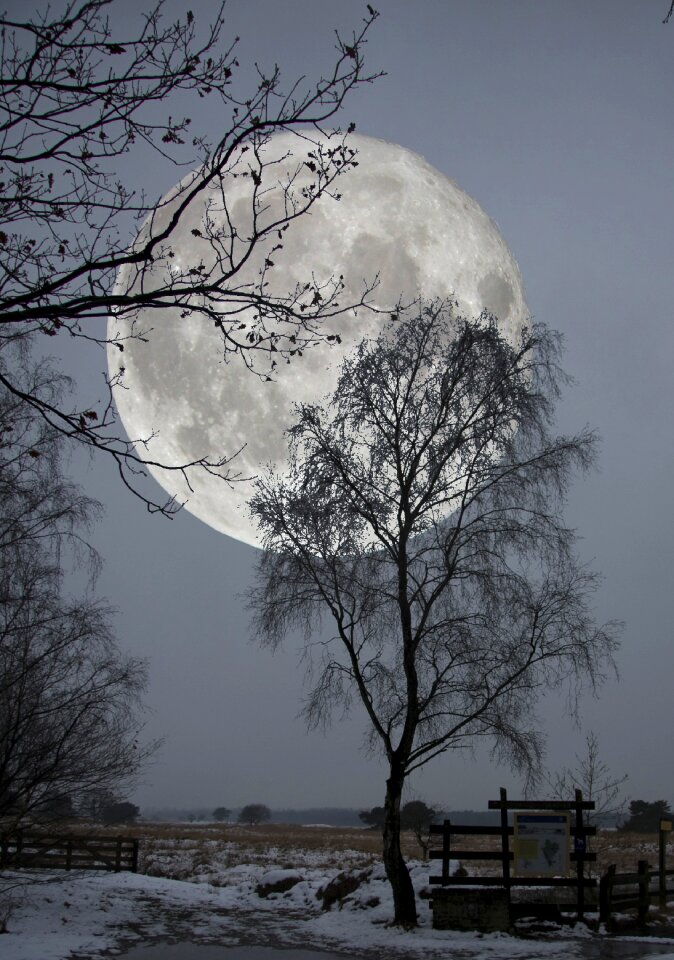 Landscape cold moon