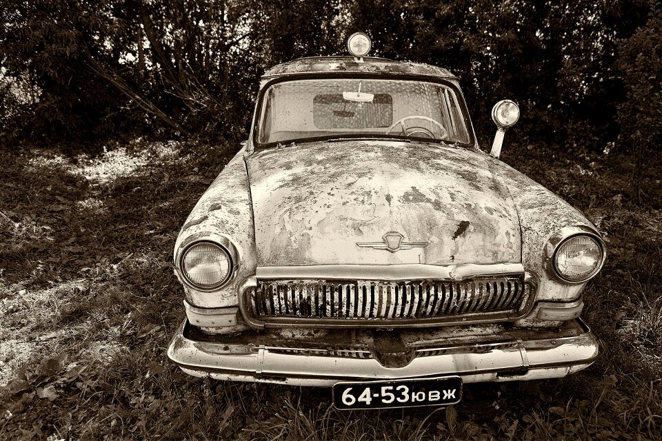 Retro vehicle monochrome