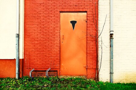 Front door orange door entrance photo
