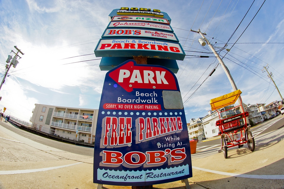 Fisheye sign posts advertising