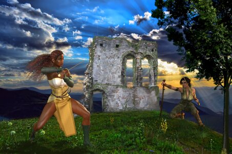 Woman two grass