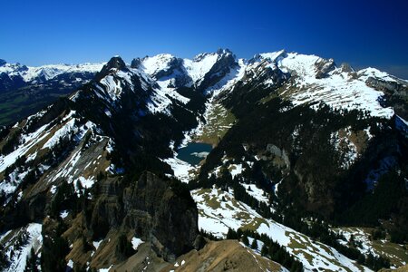 Snow panorama mountain summit photo