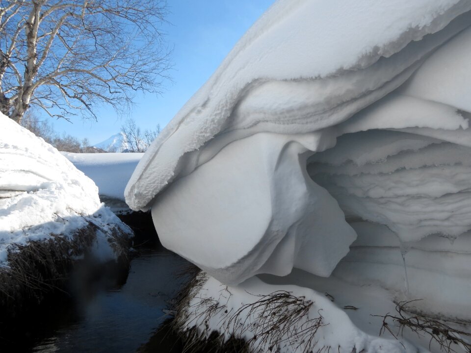 Small river coldly snowdrift photo