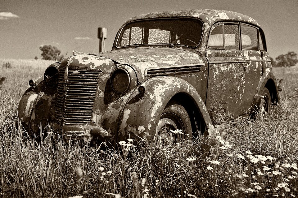 Retro vehicle monochrome