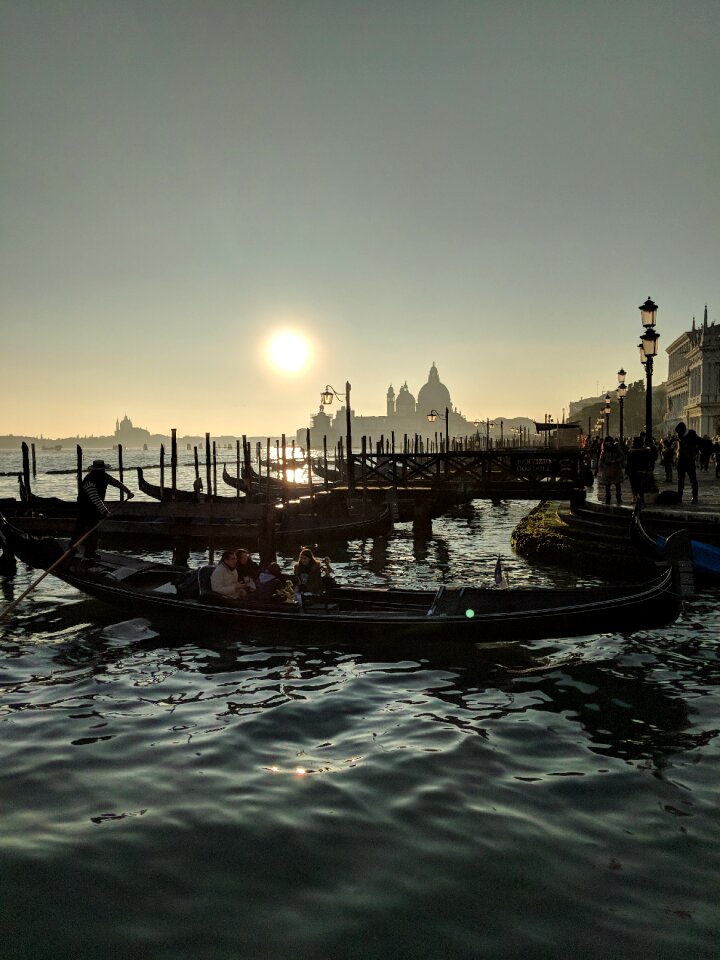 Boat sunset sea photo