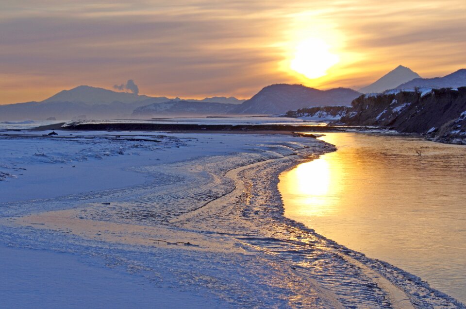 Dawn volcanoes mountains