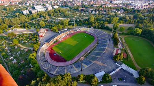Football stadium augsburg aerial view