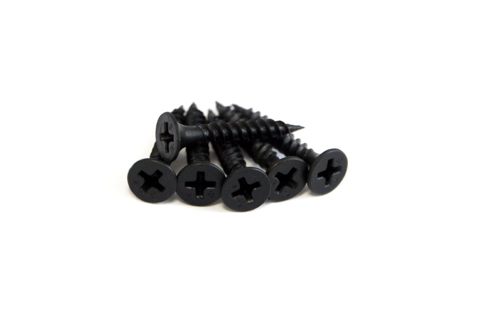 Metal close up countersunk head screws
