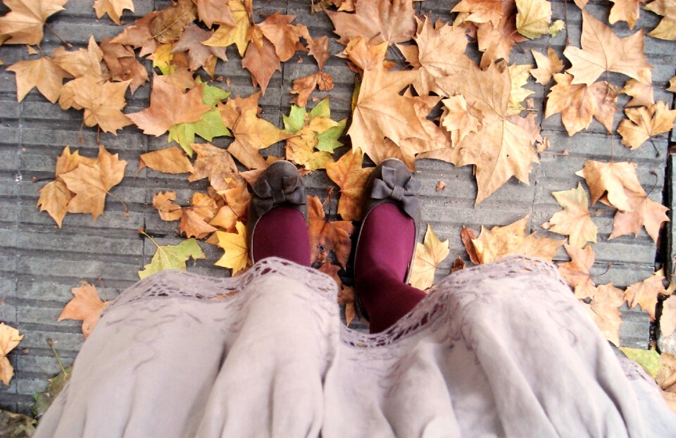 Autumn feet leaves