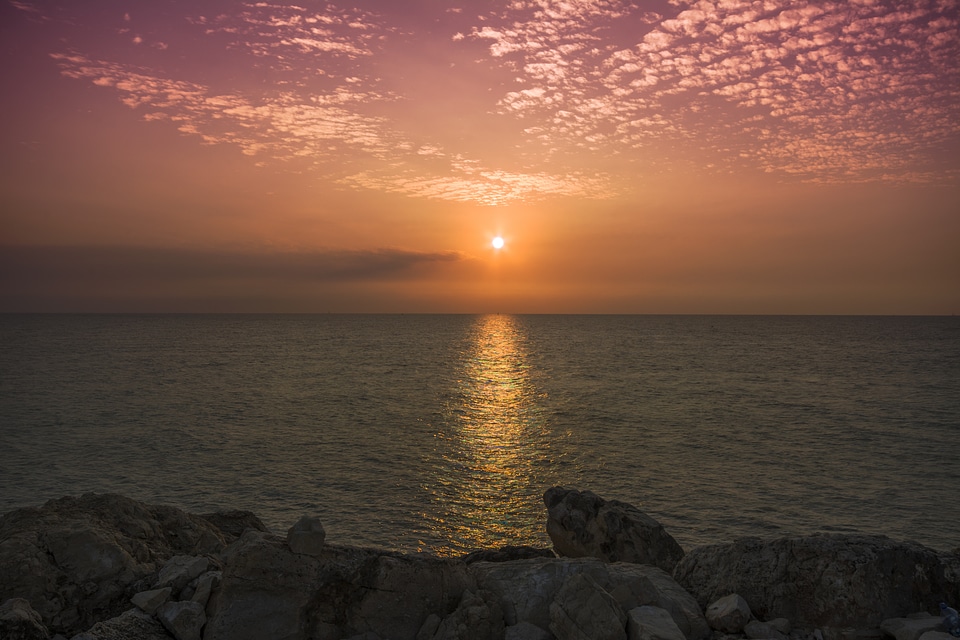 Sea evening water