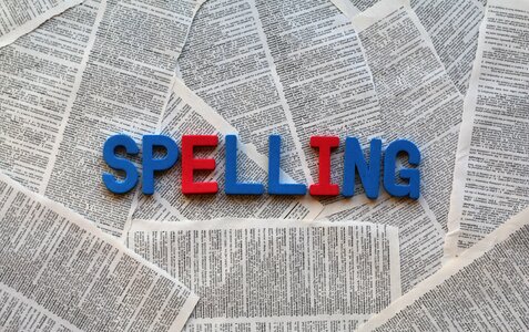 Spell text paper photo