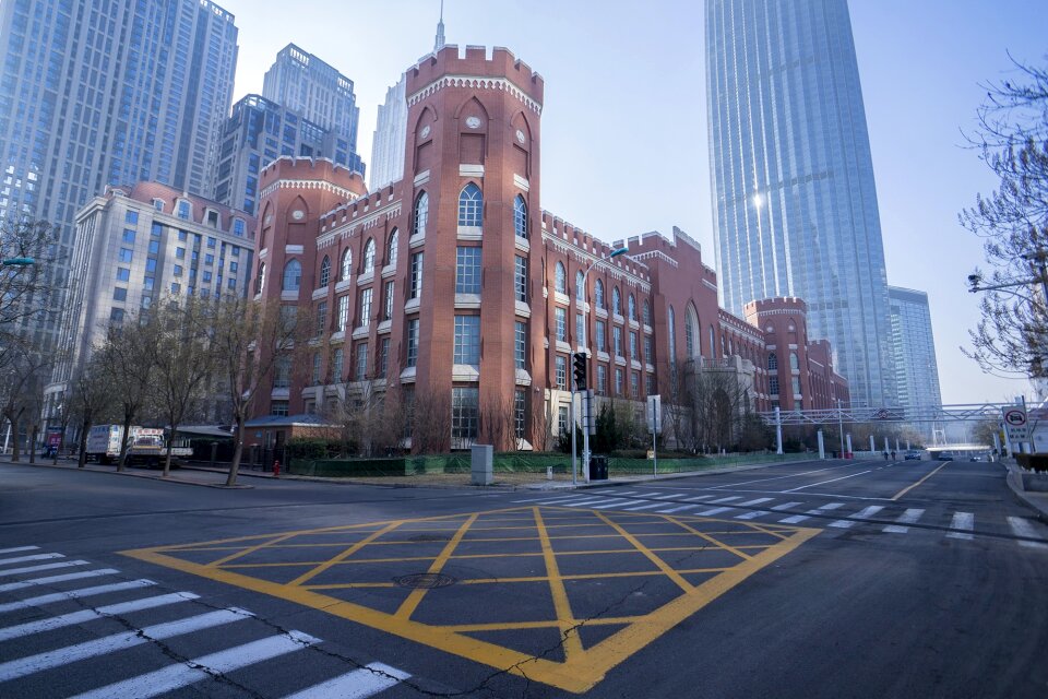 Skyscraper urban road