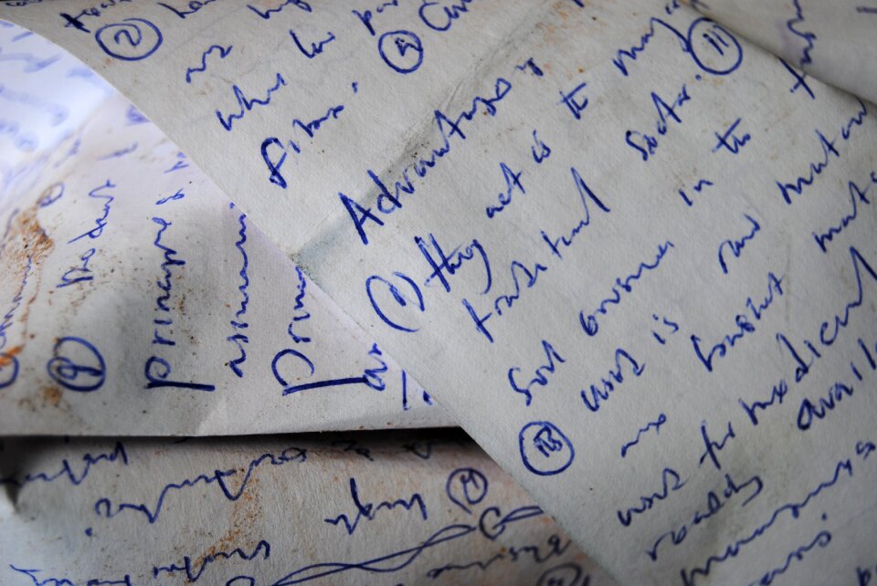 Handwriting letter gray writing