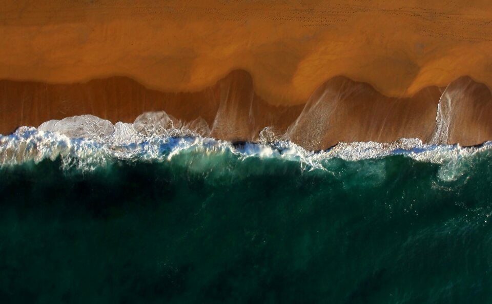Aerial view coastline sea