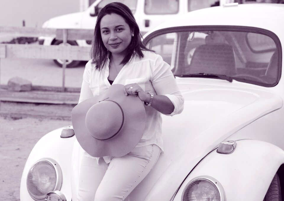 Young people pink car