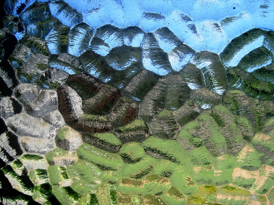 Embossed reflection blue