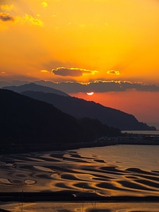 Sunset sun tideland