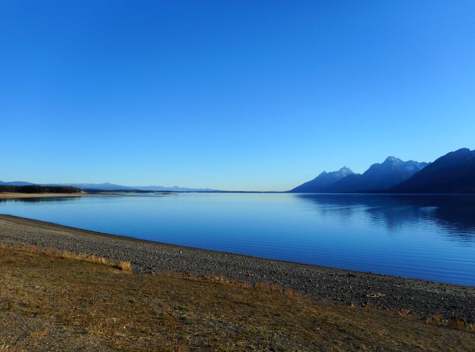 Lakeside mountains sky