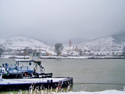Winter snowy landscape ship photo