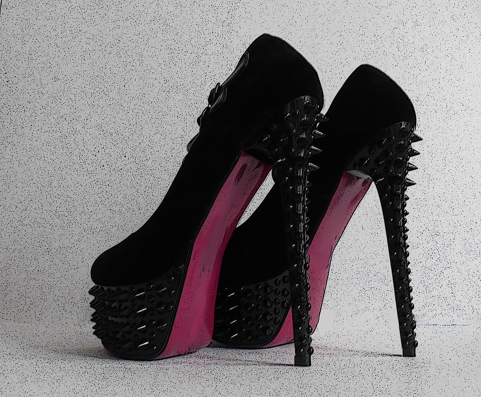 High heels black paint