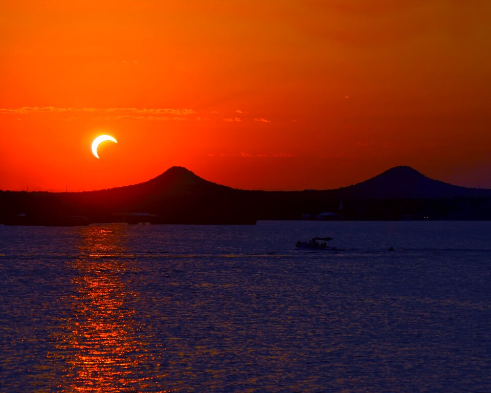 Dusk evening solar eclipse